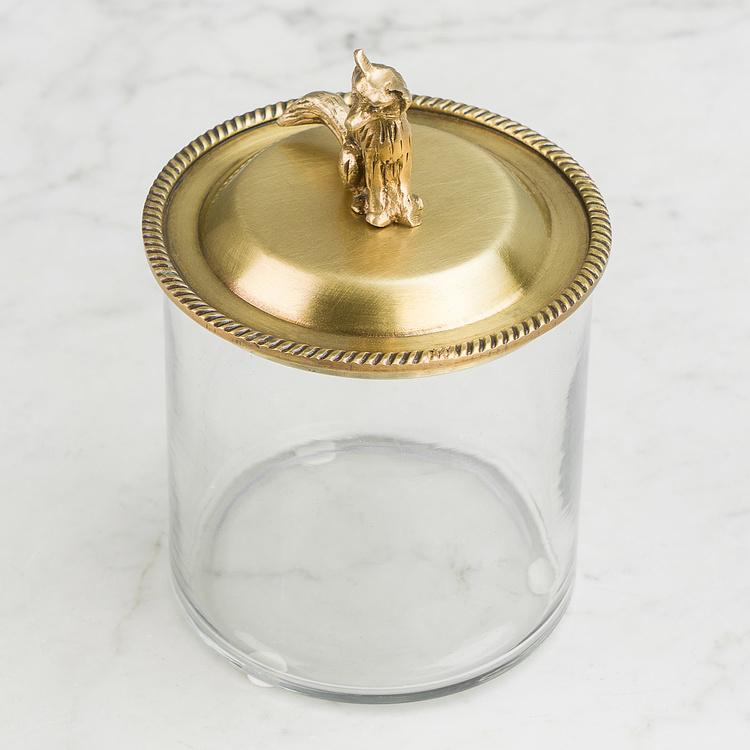 Ёмкость для хранения с латунной лисичкой на крышке Glass Box With Brass Fox Lid