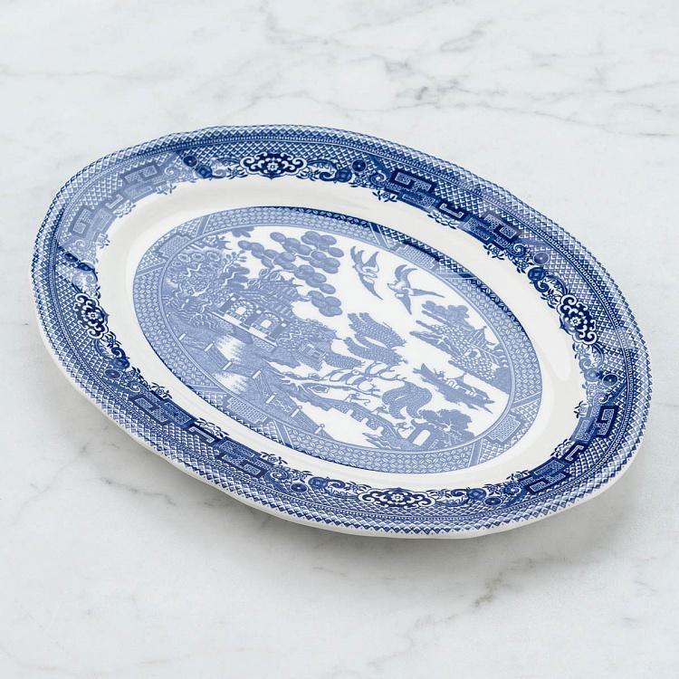 Овальное сервировочное блюдо Голубая ива, M Blue Willow Oval Serving Plate Medium