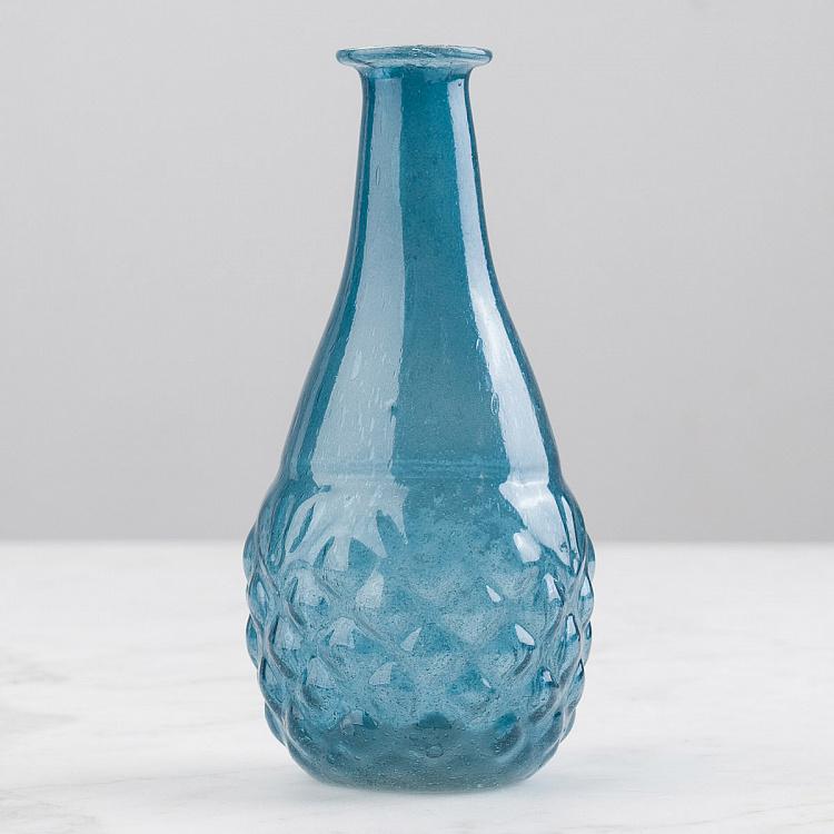 Узкая синяя мини-ваза из переработанного стекла Narrow Recycled Glass Vase Blue