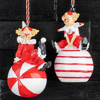 Set Of 2 Christmas Clown Balls 12 cm