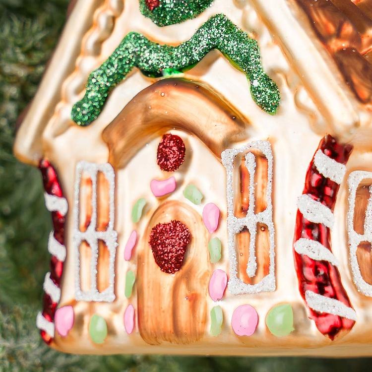 Ёлочная игрушка Бежевый пряничный домик House 13 cm