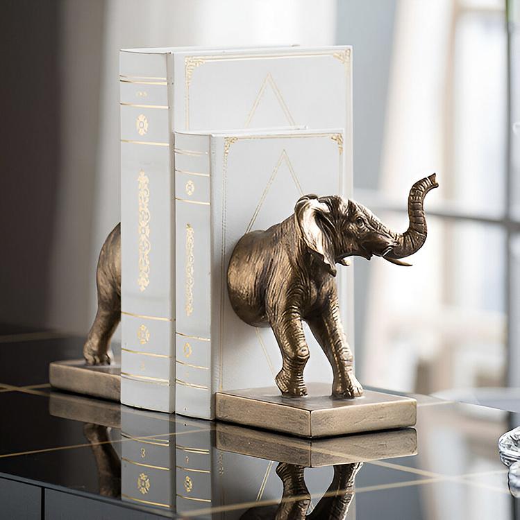 Набор из двух держателей для книг Медный слон Bookend Сopper Elephant