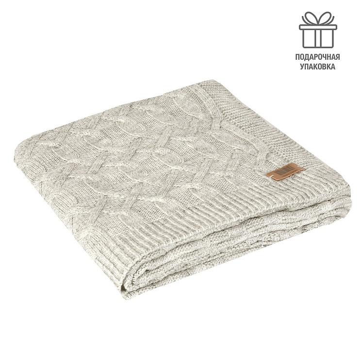 Меланжевый серый шерстяной плед Вермонт в вязаном тубусе, 130x180 см Vermont Plaid Grey Melange 130x180 cm