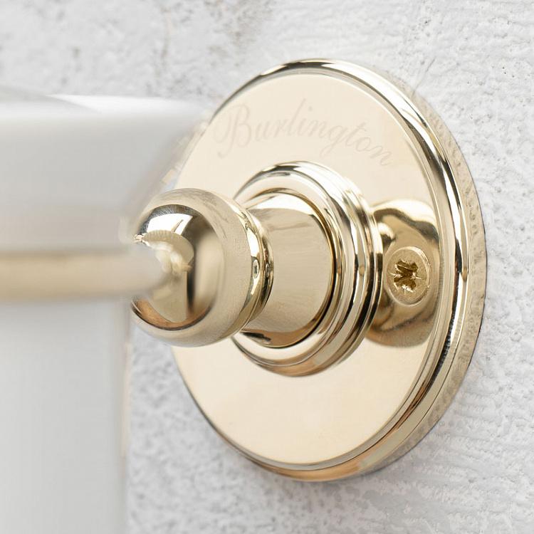 Настенный белый держатель с ёршиком в подставке золотого цвета Brush Holder Gold