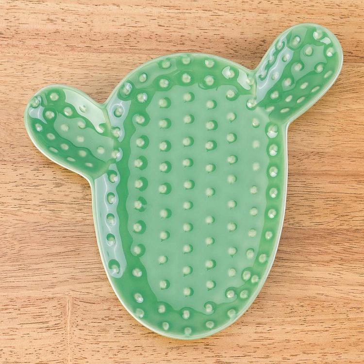Зелёное сервировочное блюдо Пачи кактус Pachy Cactus Plate Dark Green