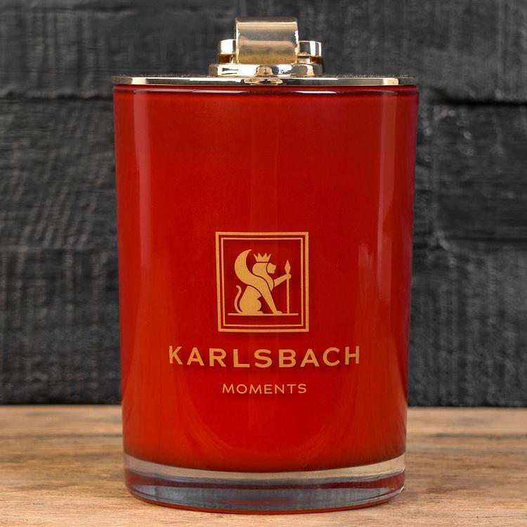 Аромасвеча в алом стакане с золотой крышкой Сосновая хвоя Aroma Candle In Scarlet Glass With Gold Lid Frosted Berry