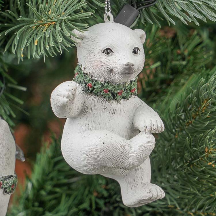 Набор из двух ёлочных игрушек Полярный медведь и тюлень Set Of 2 Xmas Polar Bear And Seal White 10 cm