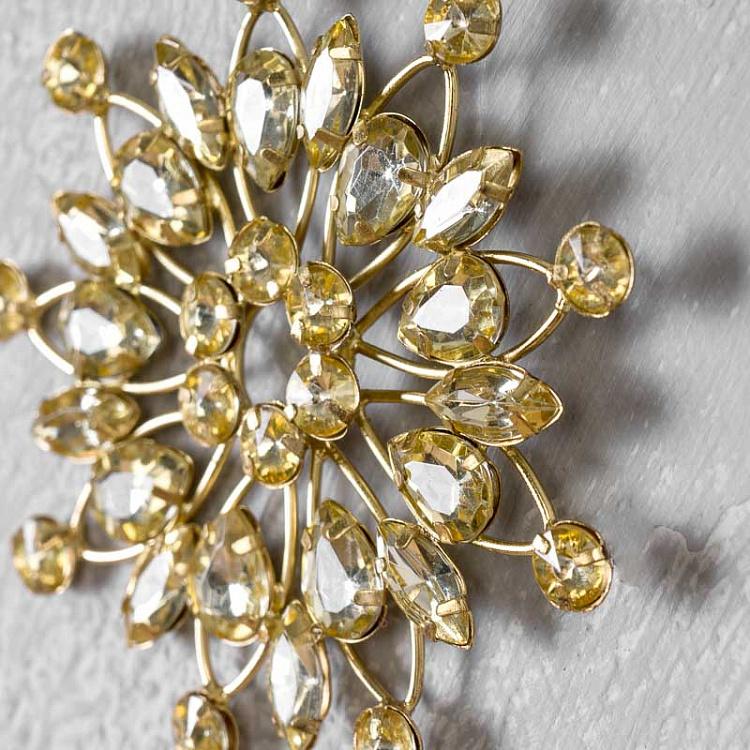 Новогодняя подвеска Цветок с камнями цвета шампань Jewelled Round Flower Champagne 8 cm