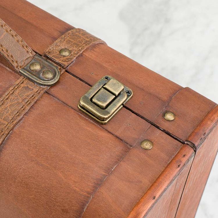 Набор из двух декоративных чемоданов из экокожи Set Of 2 Wood Suitcase Boxes Brown