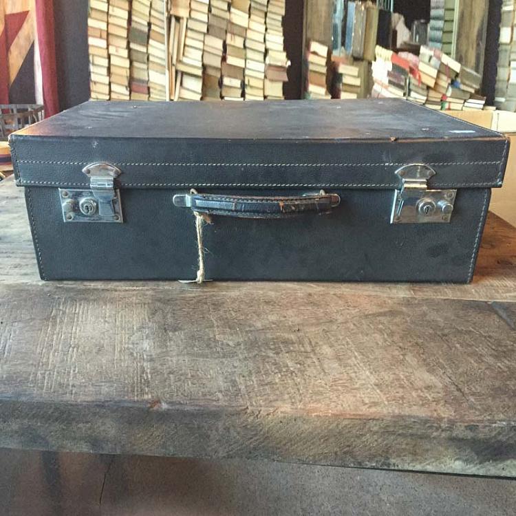 Винтажный чёрный кожаный чемодан 2 Vintage Black Leather Suitcase 2