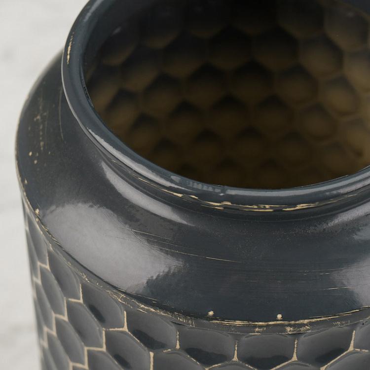 Декоративная тёмно-синяя металлическая ваза Dark Blue Metal Vase