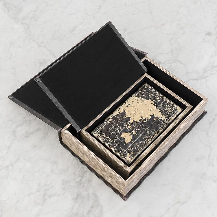 Набор из трёх шкатулок Карта Мира Set Of 3 Book Boxes World Map