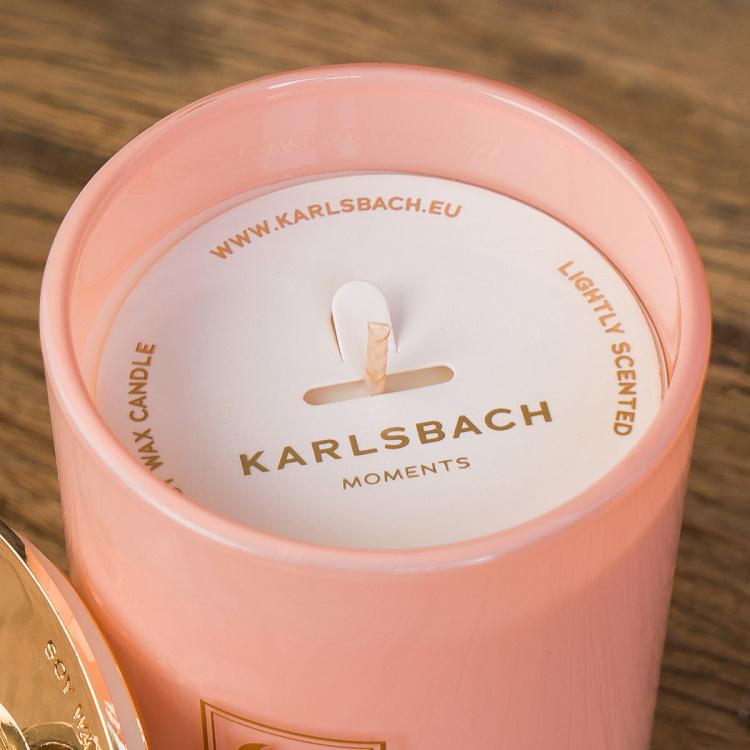Аромасвеча в розовом стакане с золотой крышкой Кактус Aroma Candle In Pink Glass With Gold Lid Cactus