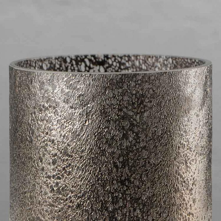Чёрно-серебристая низкая ваза Кратер Cratere Noir Argent Medium Vase