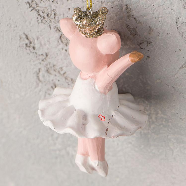 Ёлочная игрушка Танцующая свинка в короне дисконт2 Hanger Dancing Pig With Crown 10 cm discount2