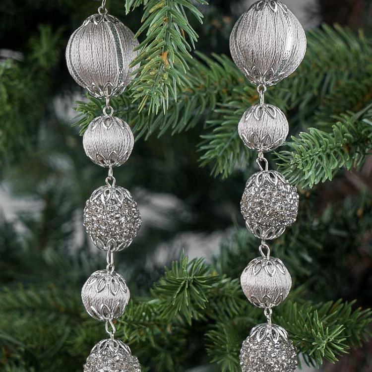 Гирлянда из серебряных бусин с кисточками Silver Beads And Tassels Garland 100 cm