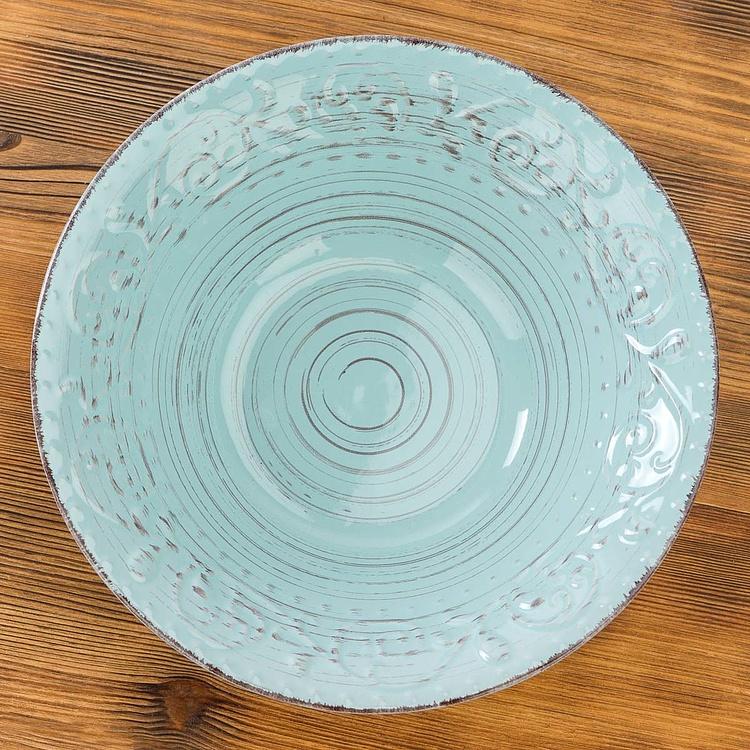 Сервировочная тарелка в деревенском стиле голубая Rustic Fare Serving Bowl Aqua