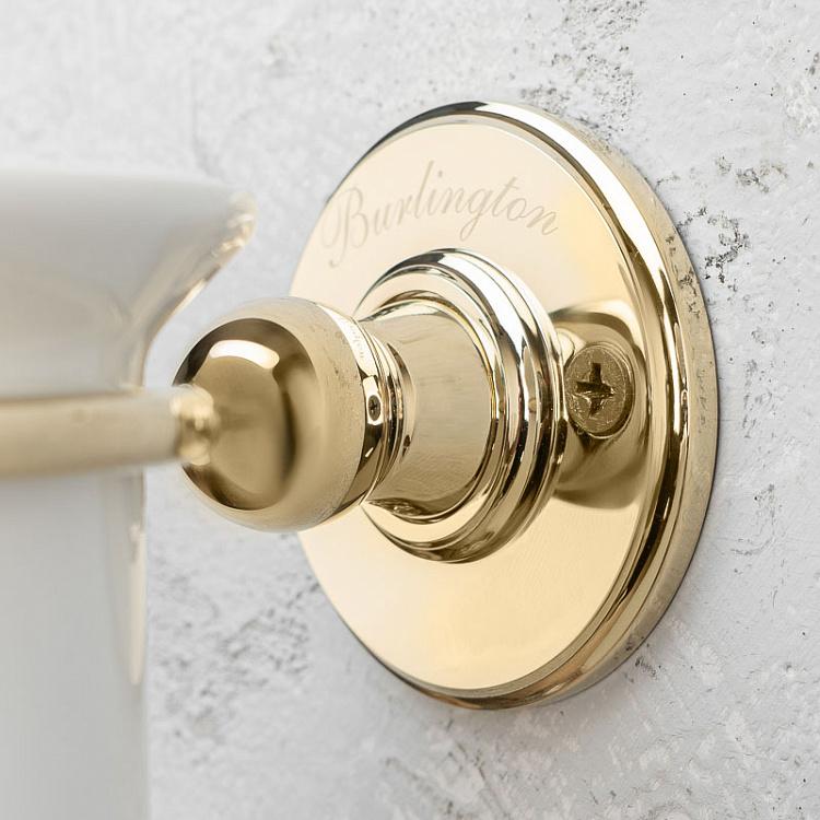 Настенный белый стакан для зубных щёток в подставке золотого цвета Tumbler Holder Gold