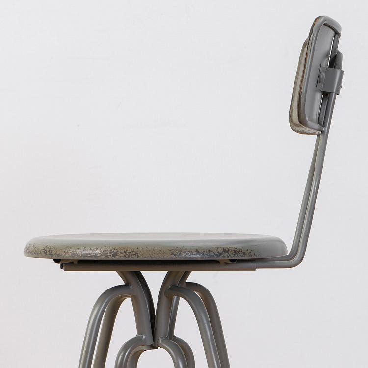 Серый металлический с патиной барный стул Metal Chair Grey Patina