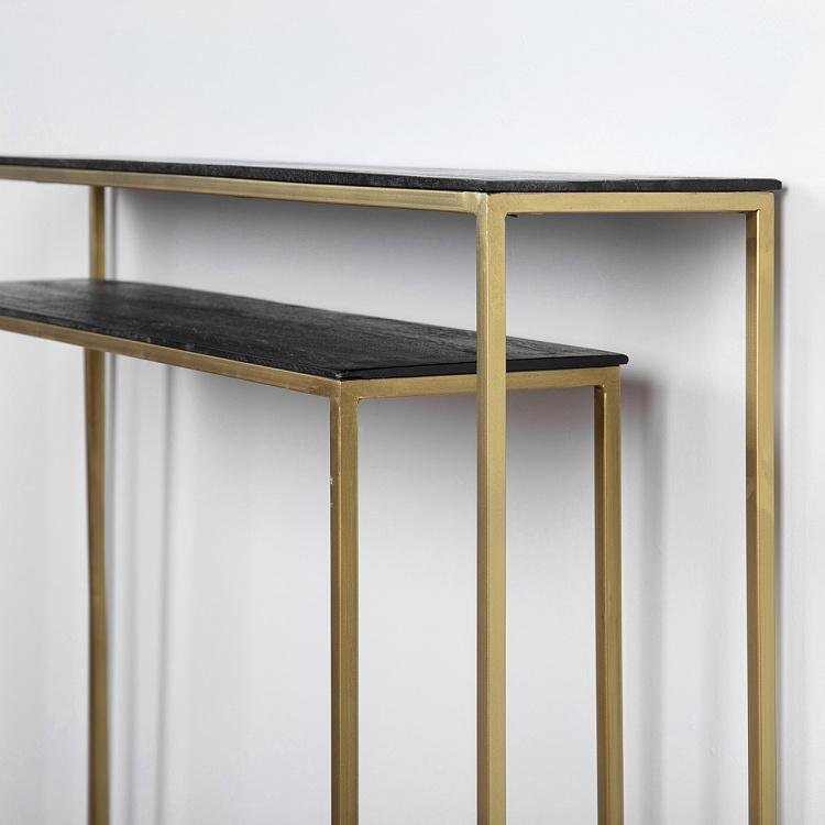 Комплект из двух консольных столов из дерева манго Set Of 2 Consoles Mango And Antique Gold