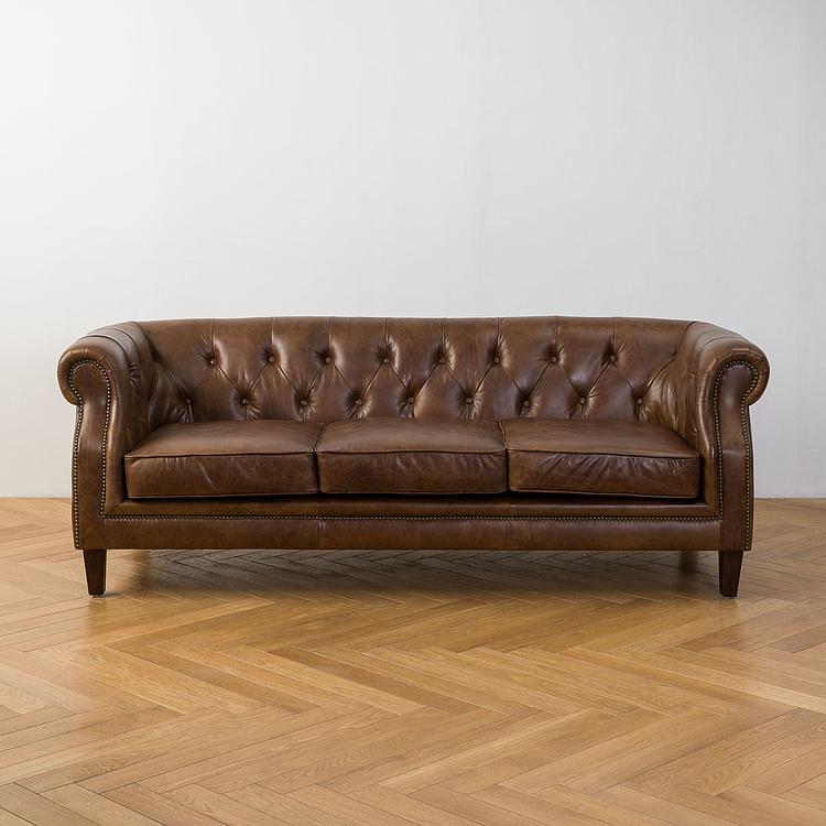 Трёхместный диван Парламент, красно-коричневые ножки Parlament 3 Seater, Red Brown Wood D