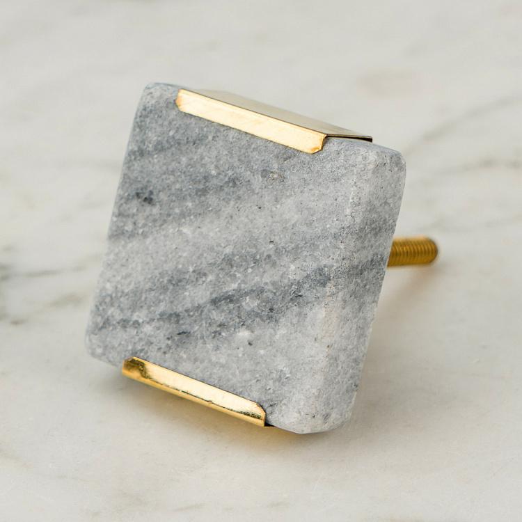 Квадратная мебельная ручка Тёмно-серый камень Dark Gray Stone Square Knob