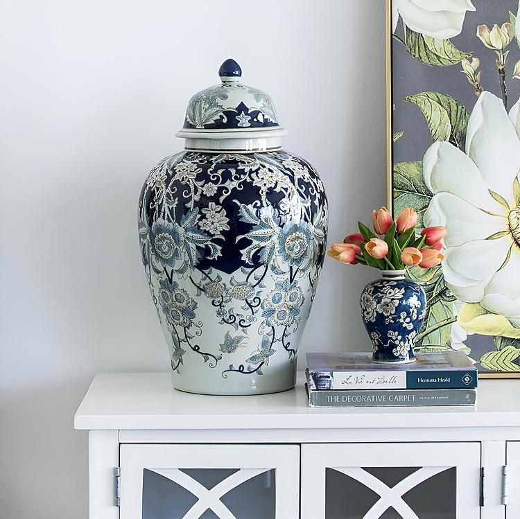 Ваза Брин с крышкой и цветочным узором Bryn Ginger Jar Large