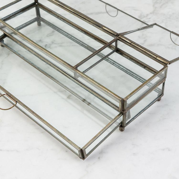 Шкатулка для украшений с тремя отделениями и двумя полками Jewelry Box 2 Shelves And 3 Compartments