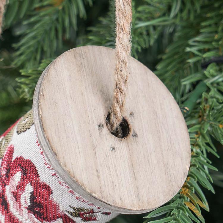 Ёлочная игрушка Катушка для ниток с цветочным узором Flower Decor Ribbon Spool Gray 7,5 cm