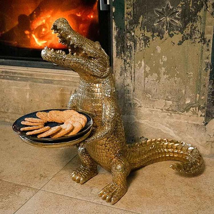 Подставка для мелочей и украшений Крокодил Морти Crocodile Morty With Tray Gold