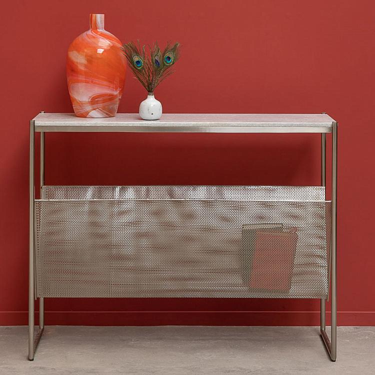 Мраморный консольный стол с сетчатым отсеком Marble Console With Mesh Compartment