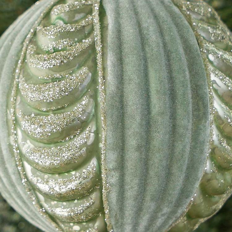 Ёлочная игрушка Зелёный рельефный шар с золотым узором Gold Pattern Relief Ball Green 8 cm