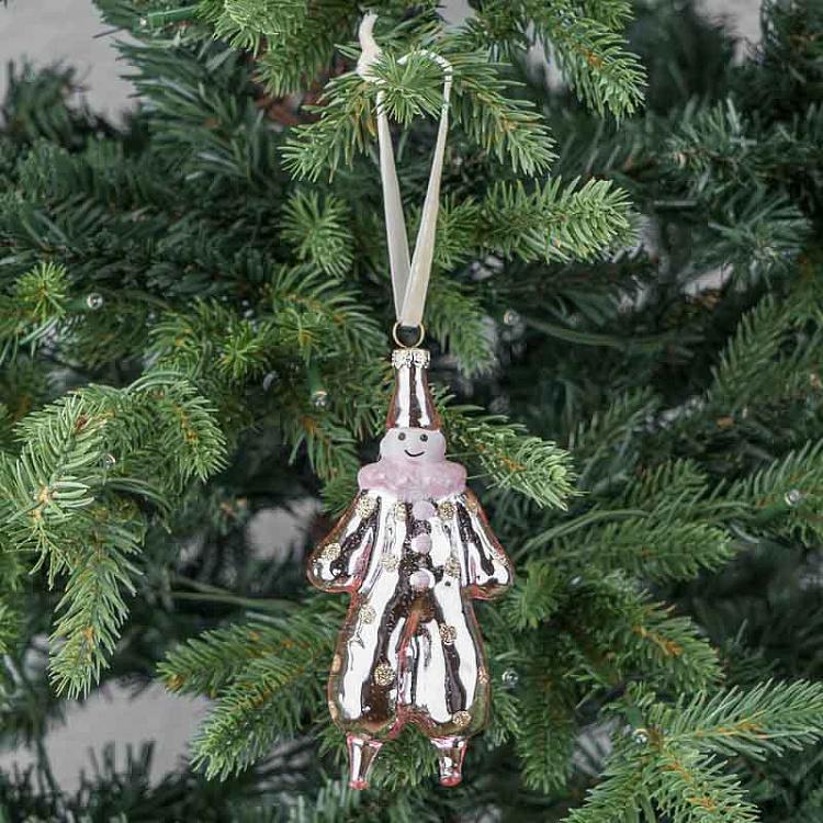 Ёлочная игрушка Розовый клоун Glass Clown Pink 14 cm