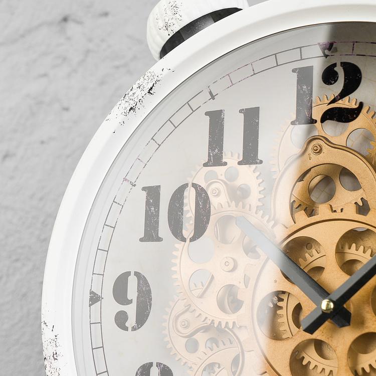 Настольные часы Классические с шестерёнками Classic White Table Clock With Gears