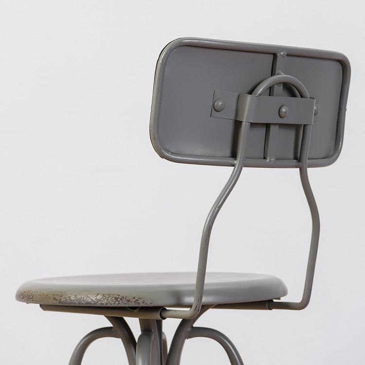 Серый металлический с патиной барный стул Metal Chair Grey Patina