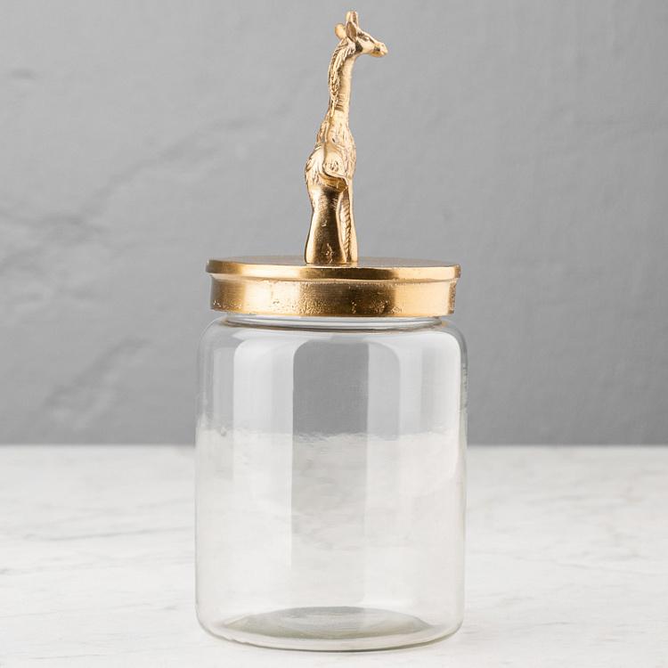 Ёмкость для хранения Золотой жираф Decorative Jar With Giraffe Figure Gold