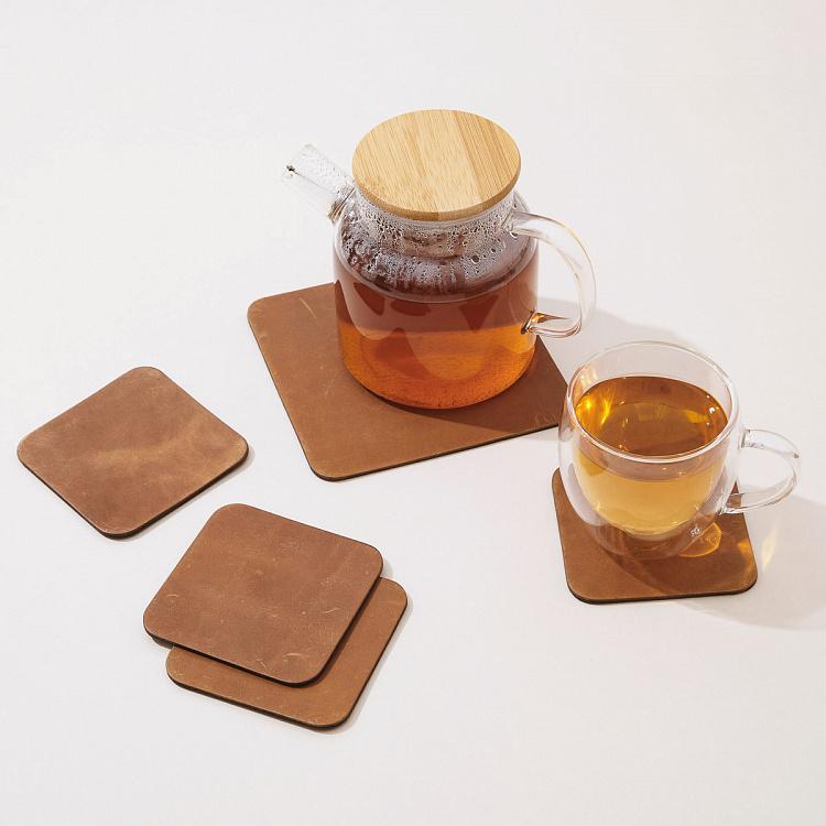 Набор из пяти квадратных подставок под стаканы и чайник Карамель Олд Set Of 5 Square Coasters Caramel Old