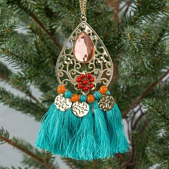 Metal Pendant With Turquoise Tassel 13 cm
