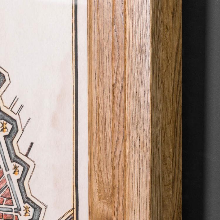 Картина-принт Карта Амстердама, рама из высветленного дуба Classic Map Amsterdam, Weathered Oak