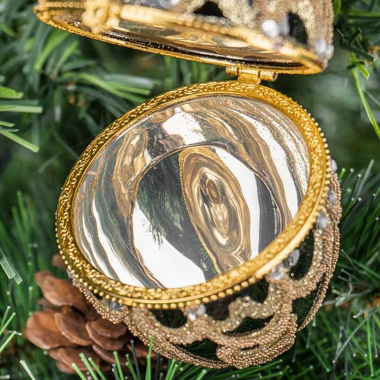 Ёлочная игрушка-шкатулка Чёрно-золотое яйцо Xmas Egg Box Black And Gold 9 cm