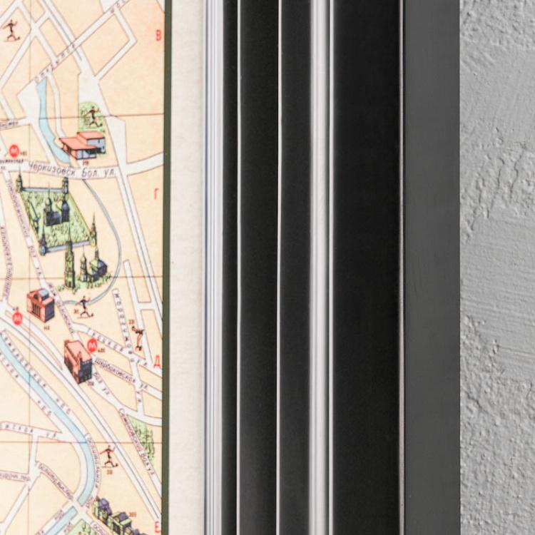 Картина-принт Карта Москвы, чёрная рама Classic Map Moscow, Black Wood