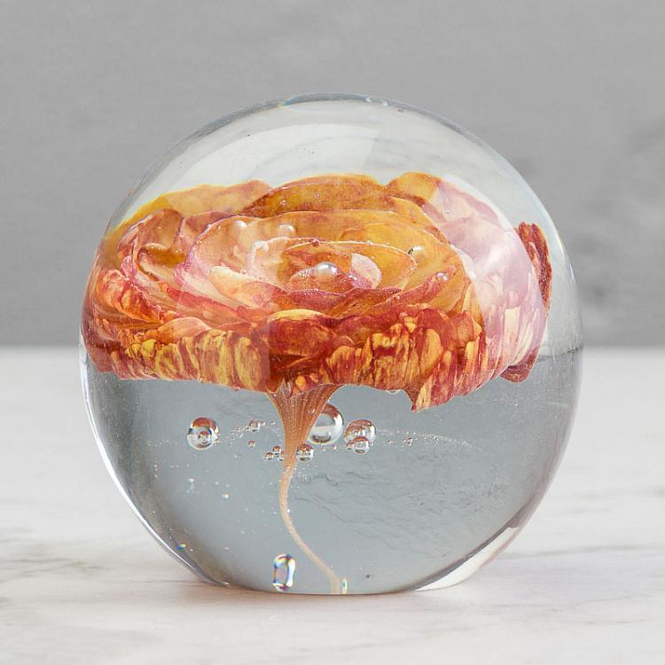 Пресс-папье Красный цветок Glass Paperweight Red Flower