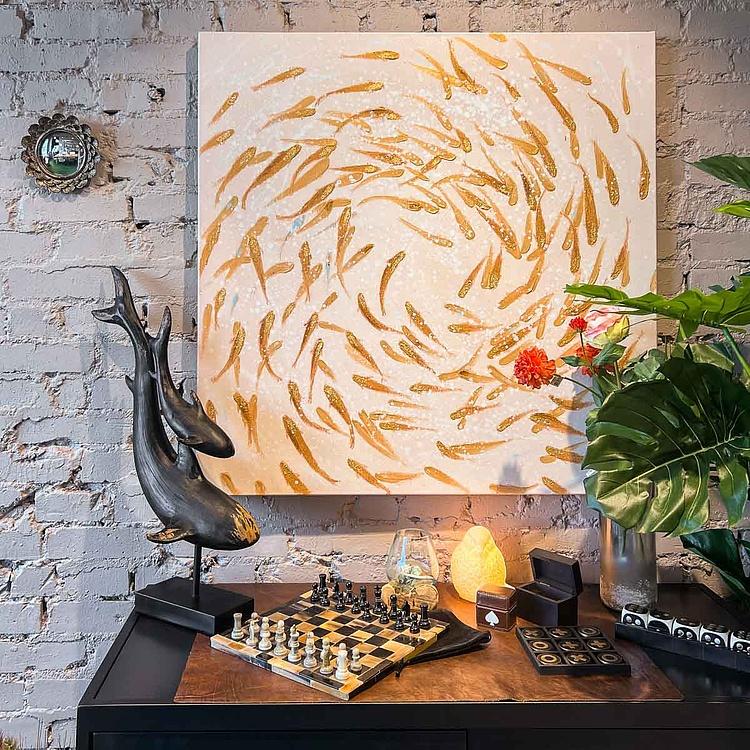 Статуэтка на подставке Две чёрные рыбы Black Fish On Base