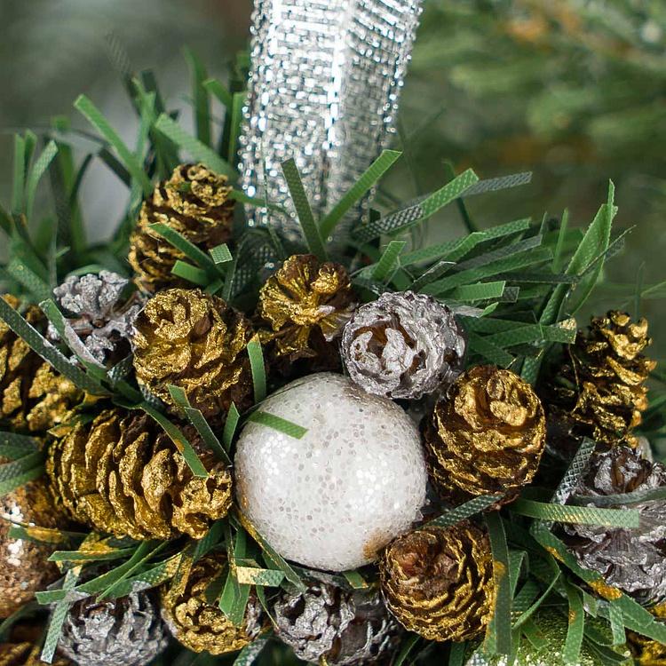 Новогодний венок с шишками и перламутровыми шарами 5, XS Wreath Bagel 5 Extra Small