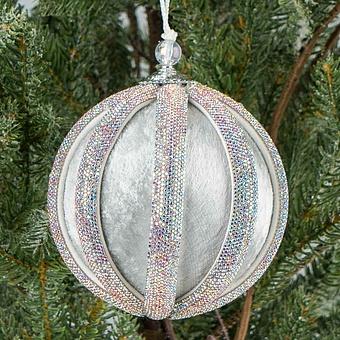 Silver Rhinestones Velvet Ball Blue 10 cm