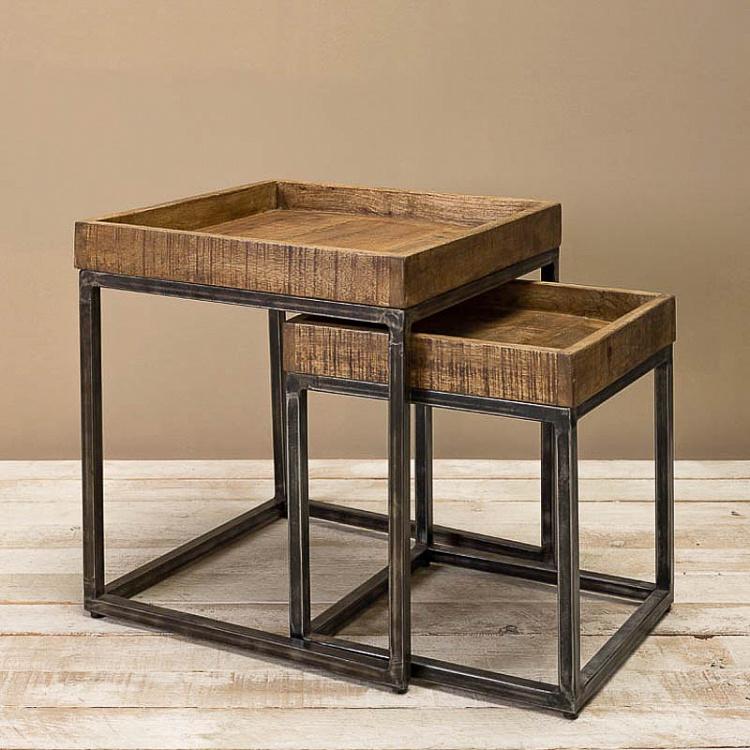 Комплект из двух столиков Револь Set Of 2 Revol Side Tables Mango Wood