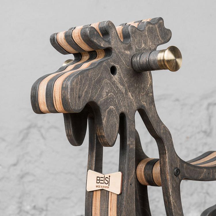 Тёмная детская качалка Лось Elk Rocking Chair Dark Oil