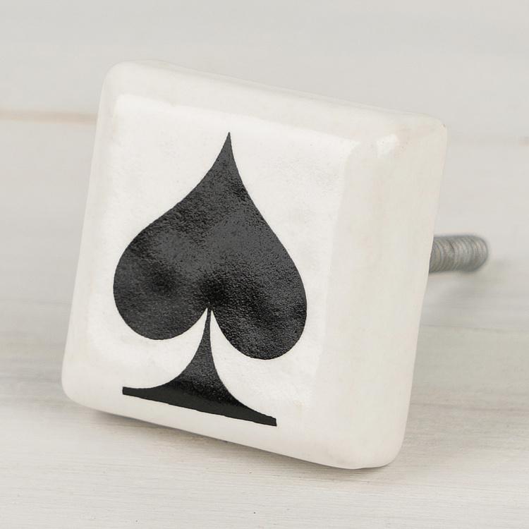 Керамическая мебельная ручка с мастью Пики Spades Playing Cards Ceramic Knob