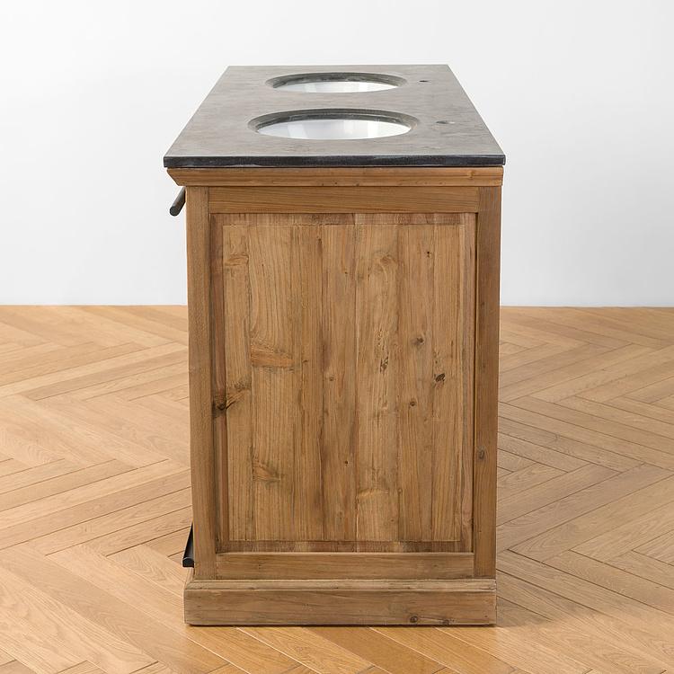 Тумба с двумя раковинами и раздвижной дверью Карелия Karelia Double Vanity With Sliding Iron Door DB