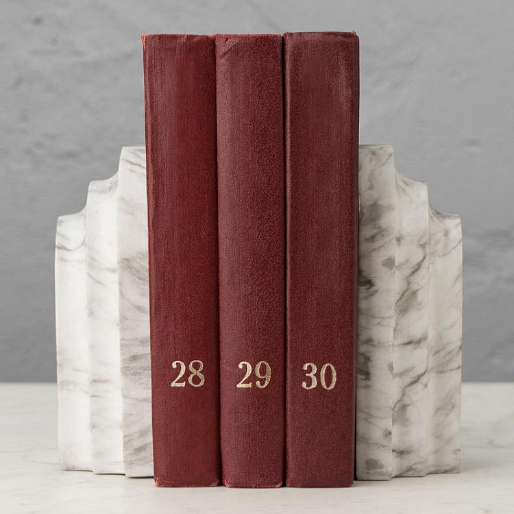 Набор из двух держателей для книг под мрамор Marble Look Bookends White Grey